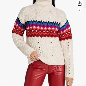 Rag & Bone Willow Fair Isle Alpaca Wool Blend Knit Turtleneck Sweater Size S